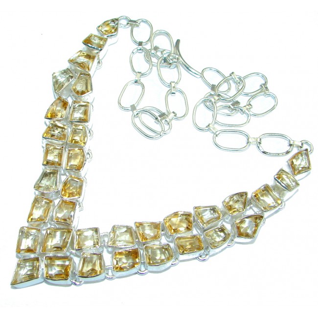 Luxurious Natural Rich Yellow Citrine .925 Sterling Silver handcrafted Necklace