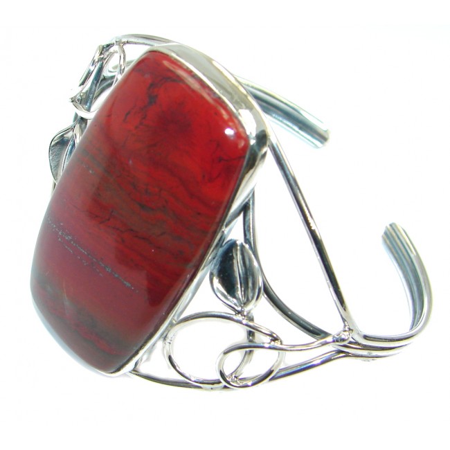 One of the kind Red Jasper Oxidized .925 Sterling Silver Bracelet / Cuff