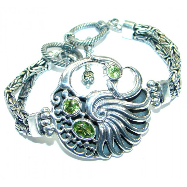 Swan Peridot .925 Sterling Silver handcrafted Bracelet