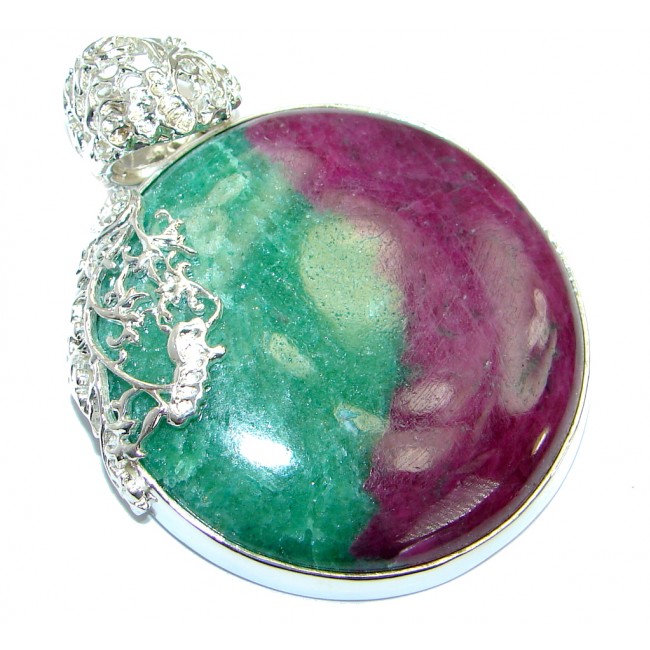 Huge Russian Eudialyte .925 Sterling Silver handcrafted Pendant
