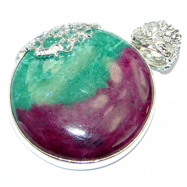Huge Russian Eudialyte .925 Sterling Silver handcrafted Pendant