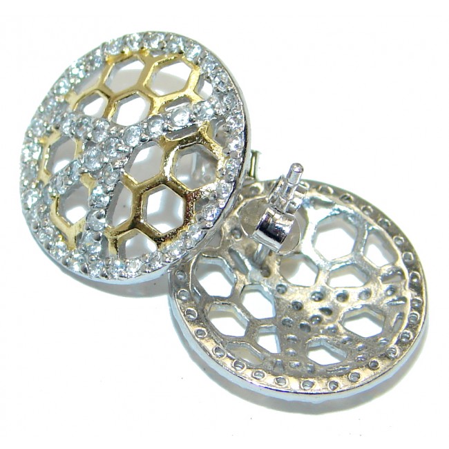 Love Peace White Quartz .925 Sterling Silver handmade earrings