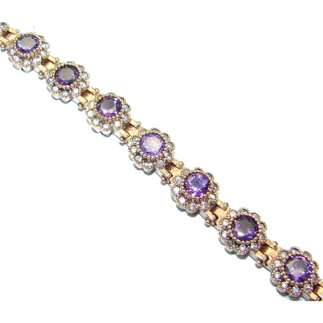 Flawless Faceted created amethyst .925 Sterling Silver Bracelet