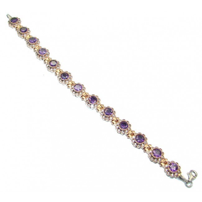 Flawless Faceted created amethyst .925 Sterling Silver Bracelet