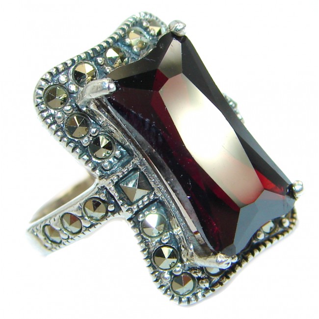 Magic Red Cubic Zirconia .925 Sterling Silver handmade Ring s. 6