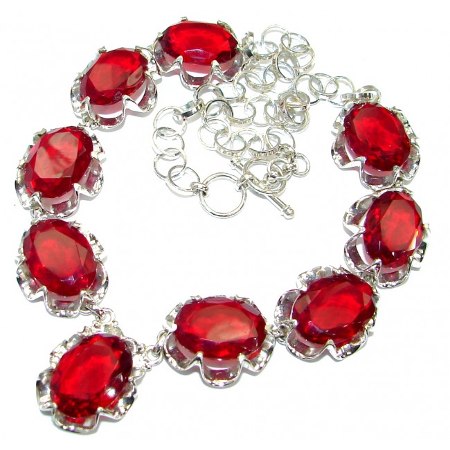 Bohemian Style One of the kind Red Quartz Sterling Silver handmade necklace