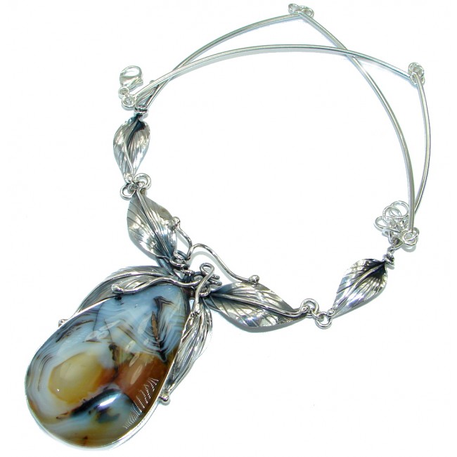 Aura Of Beauty Natural Agate .925 Sterling Silver handcrafted necklace