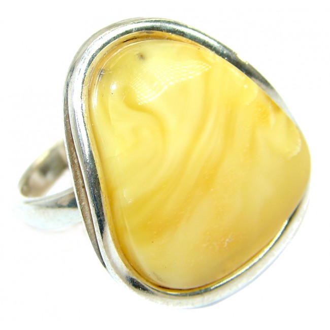 Genuine Butterscotch Baltic Polish Amber .925 Sterling Silver handmade Ring size 8 1/2