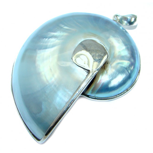 Massive Genuine Ocean SHELL .925 Sterling Silver handmade Pendant
