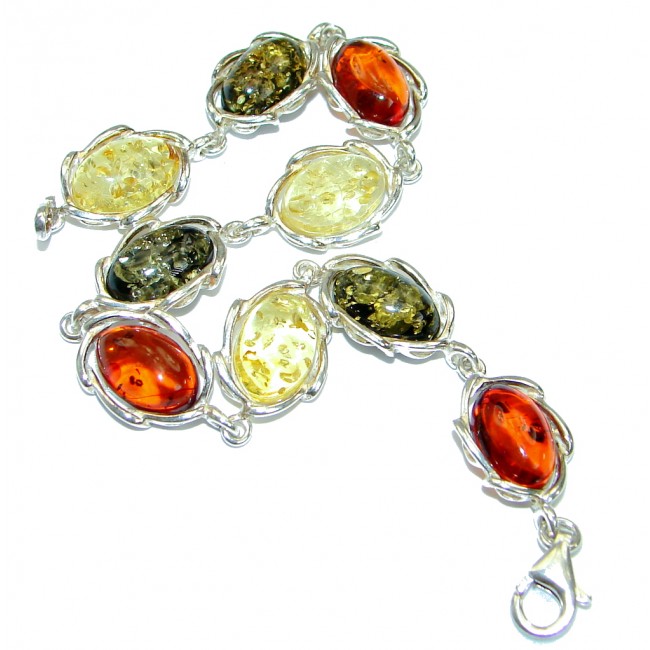 Beautiful Baltic Polish Amber .925 Sterling Silver handcrafted Bracelet