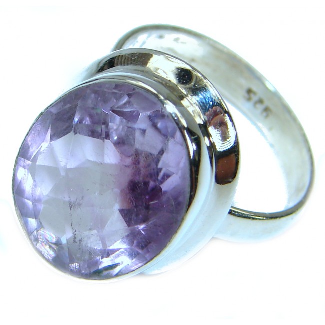 Genuine faceted Pink Amethyst .925 Sterling Silver handmade ring size 8