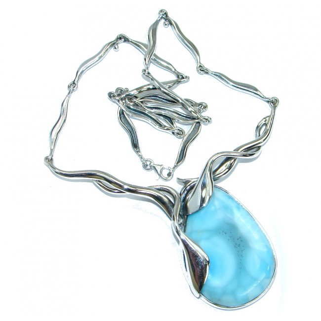 Nature inspired Sublime Larimar oxidized .925 Sterling Silver handmade necklace