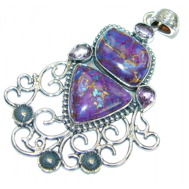 Romantic Purple Turquoise .925 Sterling Silver Pendant