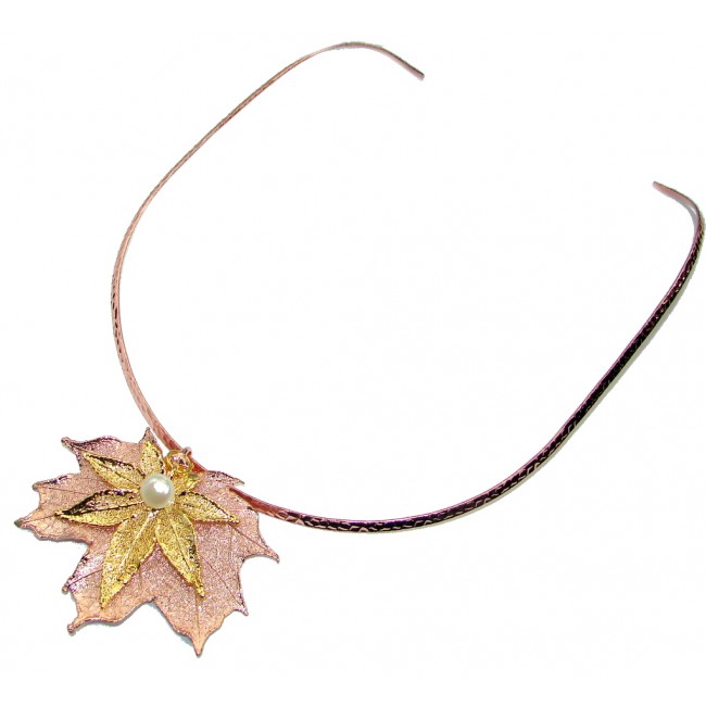 Leaf Deep In Copper Gold Plated over Sterling Silver necklace