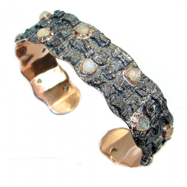Sublime Ethiopian Opal Rose Gold Rhodium plated over .925 Sterling Silver Bracelet / Cuff