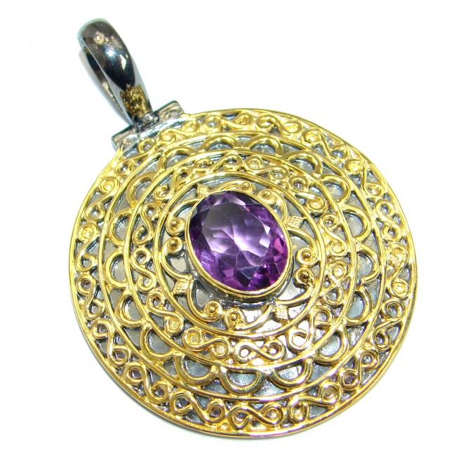 Authentic Amethyst Gold over .925 Sterling Silver handmade Pendant