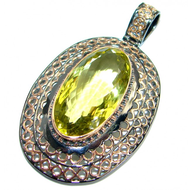 Vintage Design Genuine Citrine 18ct Gold over .925 Sterling Silver handcrafted pendant