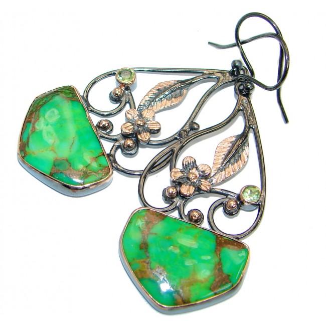 Victorian Style Green Turquoise .925 Sterling Silver handmade earrings