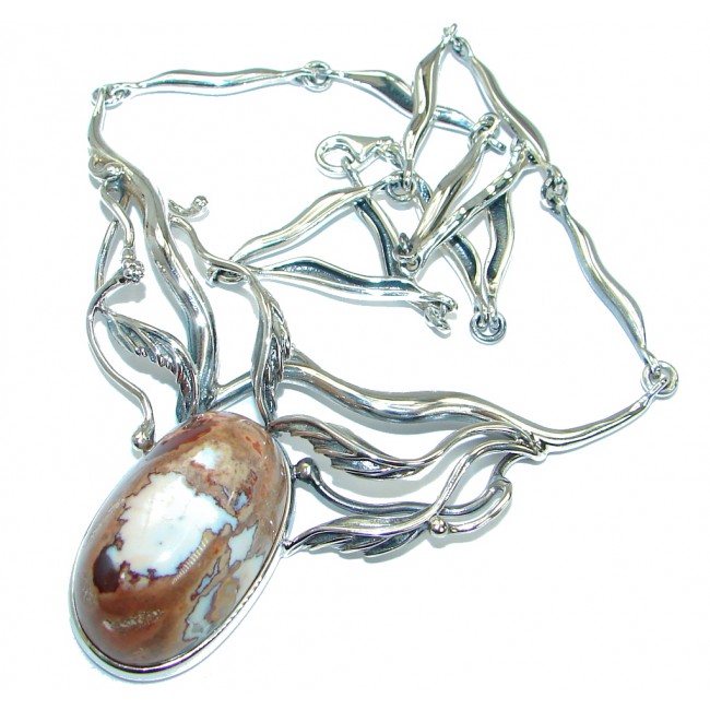 Large Master Piece genuine Mexican Opal .925 Sterling Silver brilliantly handcrafted necklace
