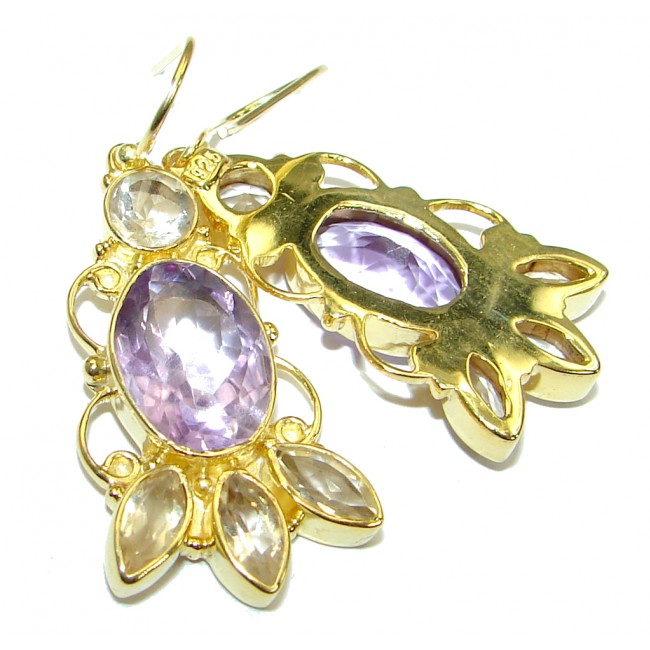 Perfect Amethyst 14K gold over .925 Sterling Silver handmade earrings