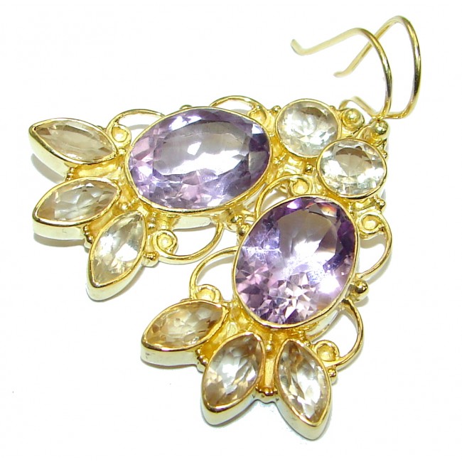 Perfect Amethyst 14K gold over .925 Sterling Silver handmade earrings