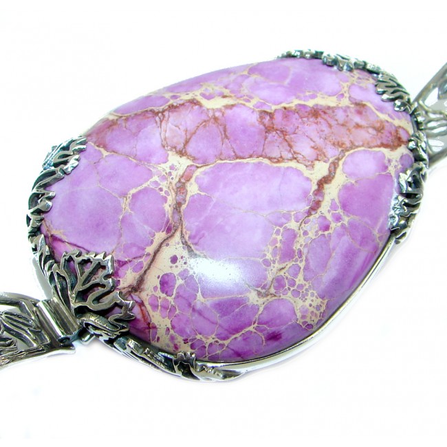 Purple Garden Sea Sediment Jasper .925 Sterling Silver handmade Bracelet / Cuff