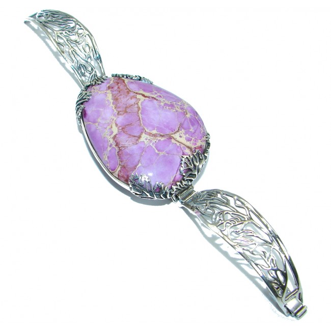 Purple Garden Sea Sediment Jasper .925 Sterling Silver handmade Bracelet / Cuff
