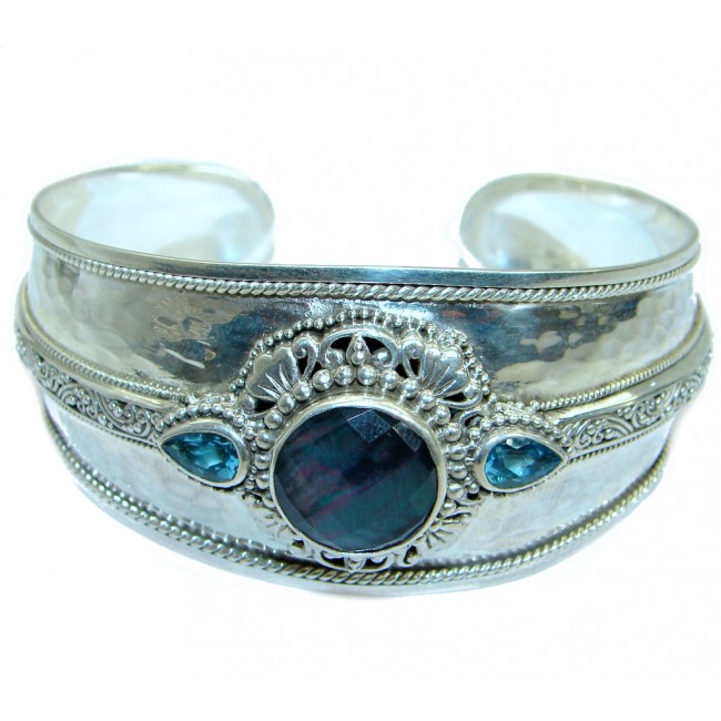 Luxury Triplet Mother of Pearl Sterling Silver .925 Silver handmade Cuff/Bracelet