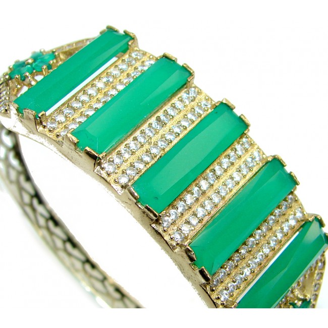 Glorious created Emerald .925 Sterling Silver Bangle bracelet