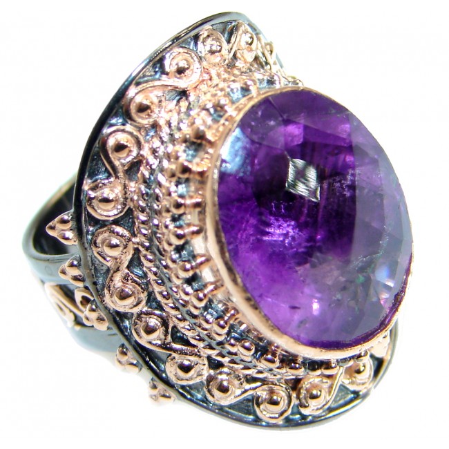 Authentic Amethyst .925 Sterling Silver handmade Ring size 7 adjustable