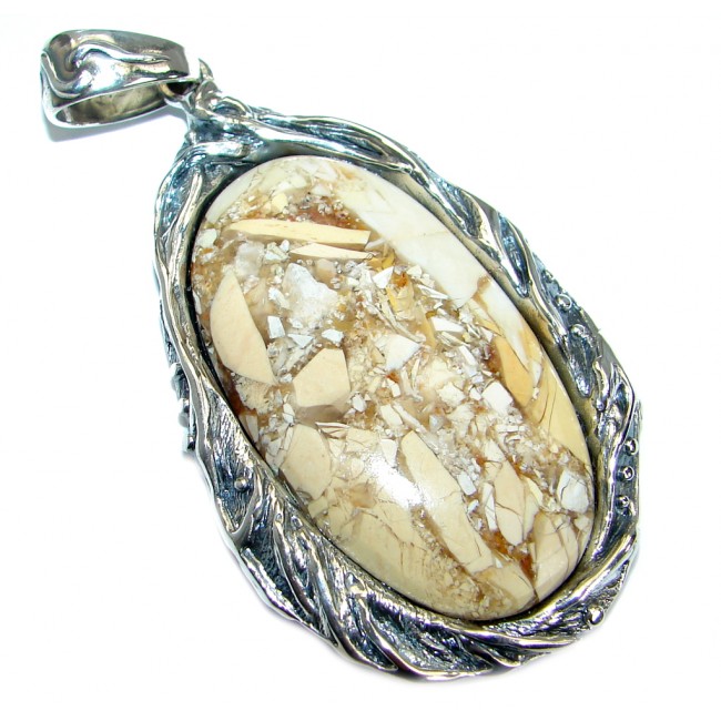 Huge Australian Bracciated Mookaite Jasper .925 Sterling Silver handcrafted pendant