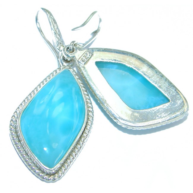huge Stunning genuine Aquamarine .925 Sterling Silver handmade earrings