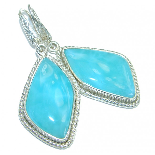 huge Stunning genuine Aquamarine .925 Sterling Silver handmade earrings