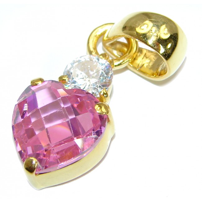 Perfect Pink Topaz 14K Gold over .925 Sterling Silver handcrafted Pendant