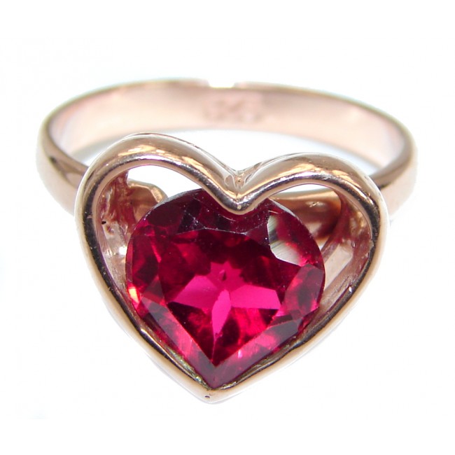 Exotic Red topaz Rose Gold over .925 Silver Ring s. 6 1/4