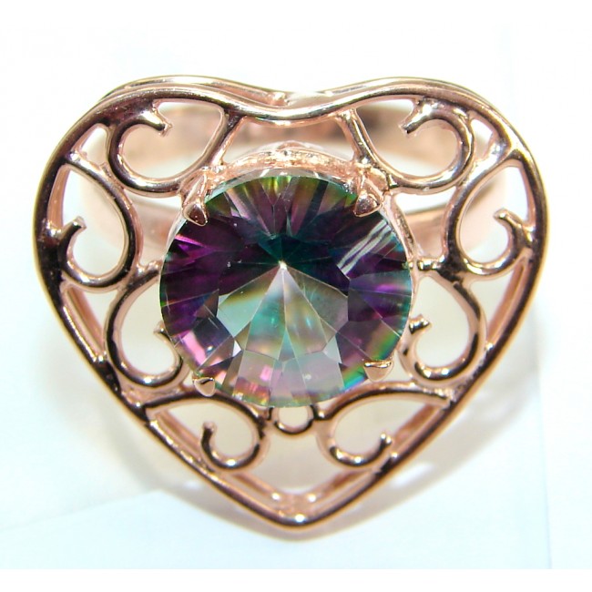 Exotic Pink Topaz Rose Gold over .925 Silver Ring s. 7