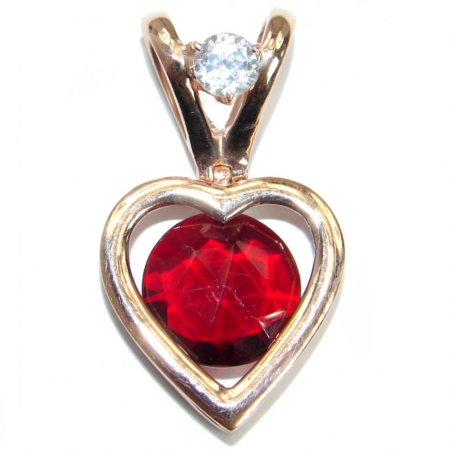 Perfect Red Topaz Heart Rose Gold over .925 Sterling Silver handcrafted Pendant