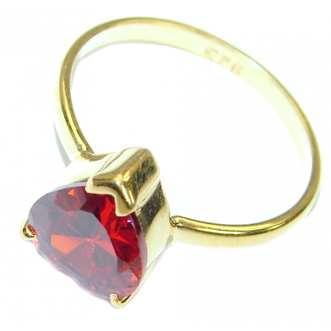 Exotic Red Topaz 14K Gold over .925 Silver Ring s. 6 1/4