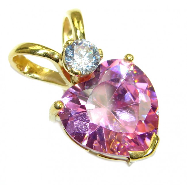 Perfect Pink Topaz 14K Gold over .925 Sterling Silver handcrafted Pendant
