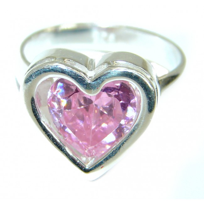 Classy Pink Topaz .925 Silver handmade Ring s. 6 1/4