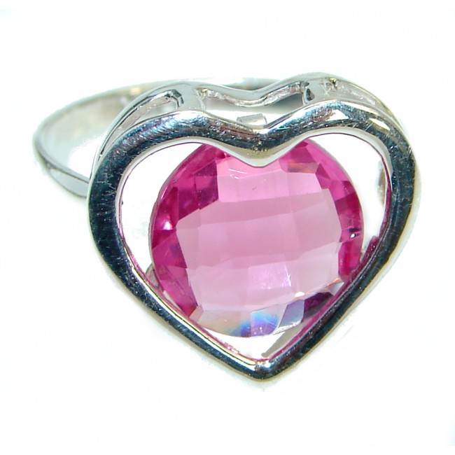 Exotic Pink Topaz .925 Silver Ring s. 6 1/4