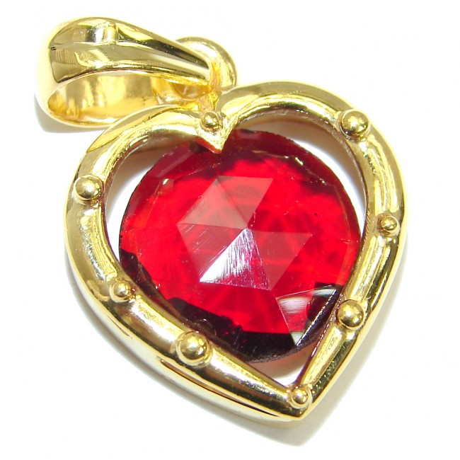 Perfect Red Topaz 14K Gold over .925 Sterling Silver handcrafted Pendant