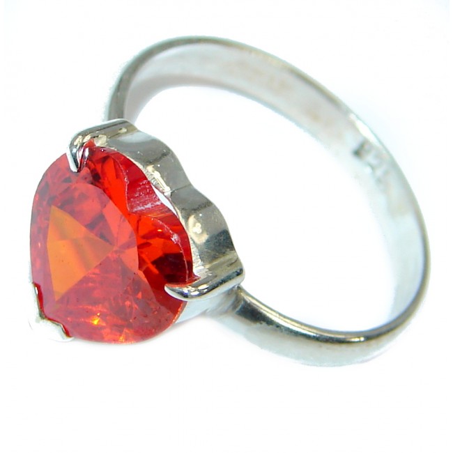 Classy Red Topaz .925 Silver handcrafted Ring s. 8