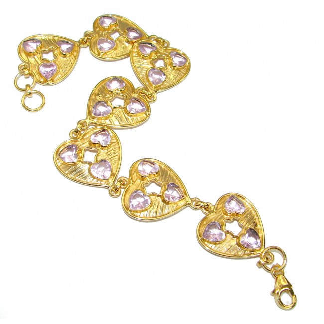 Chic Pink Topaz 14 K Gold over .925 Sterling Silver handmade Bracelet
