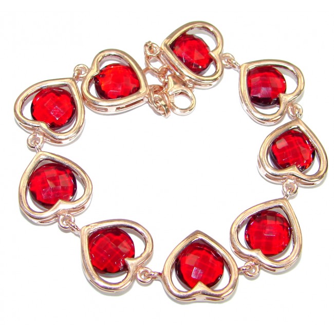 Chic Red Topaz Rose Gold .925 Sterling Silver handmade Bracelet