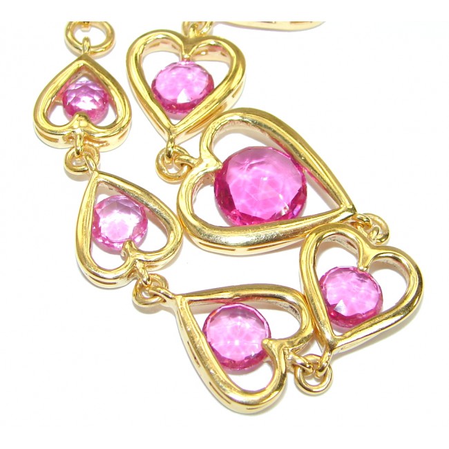 Classy Beauty Pink Topaz 14K Gold over .925 Sterling Silver handmade Bracelet