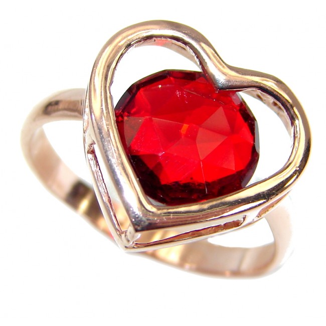 Sweet Heart Red Topaz .925 Silver handcrafted Ring s. 8