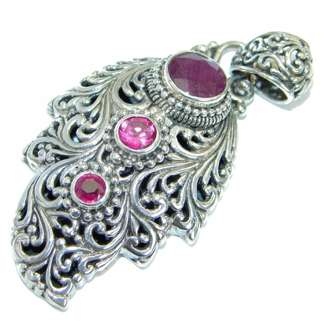 Natural Ruby .925 Sterling Silver handcrafted pendant