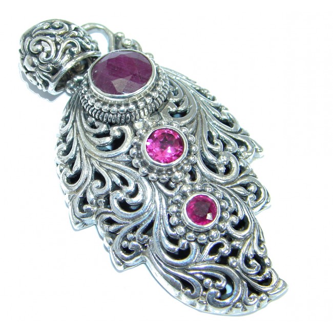 Natural Ruby .925 Sterling Silver handcrafted pendant