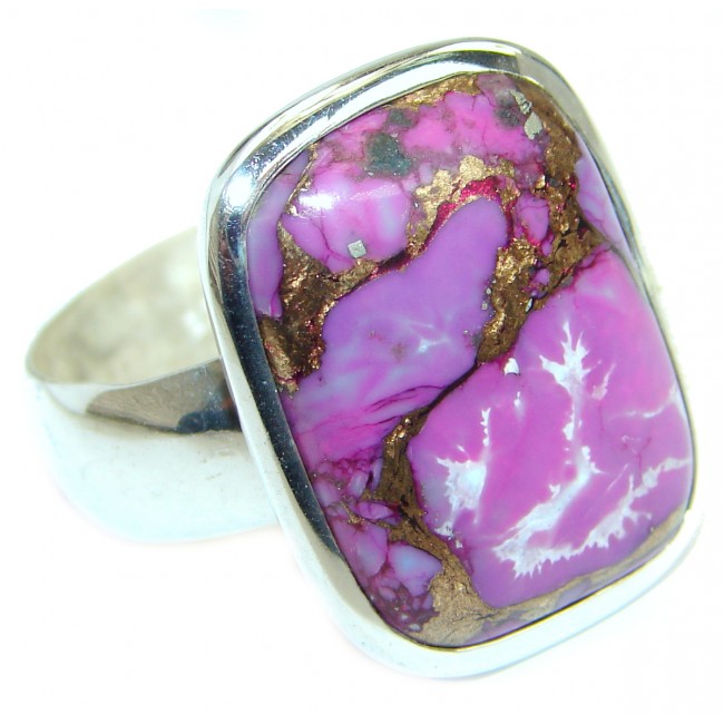 Copper Purple Turquoise .925 Sterling Silver handmade Ring s. 13